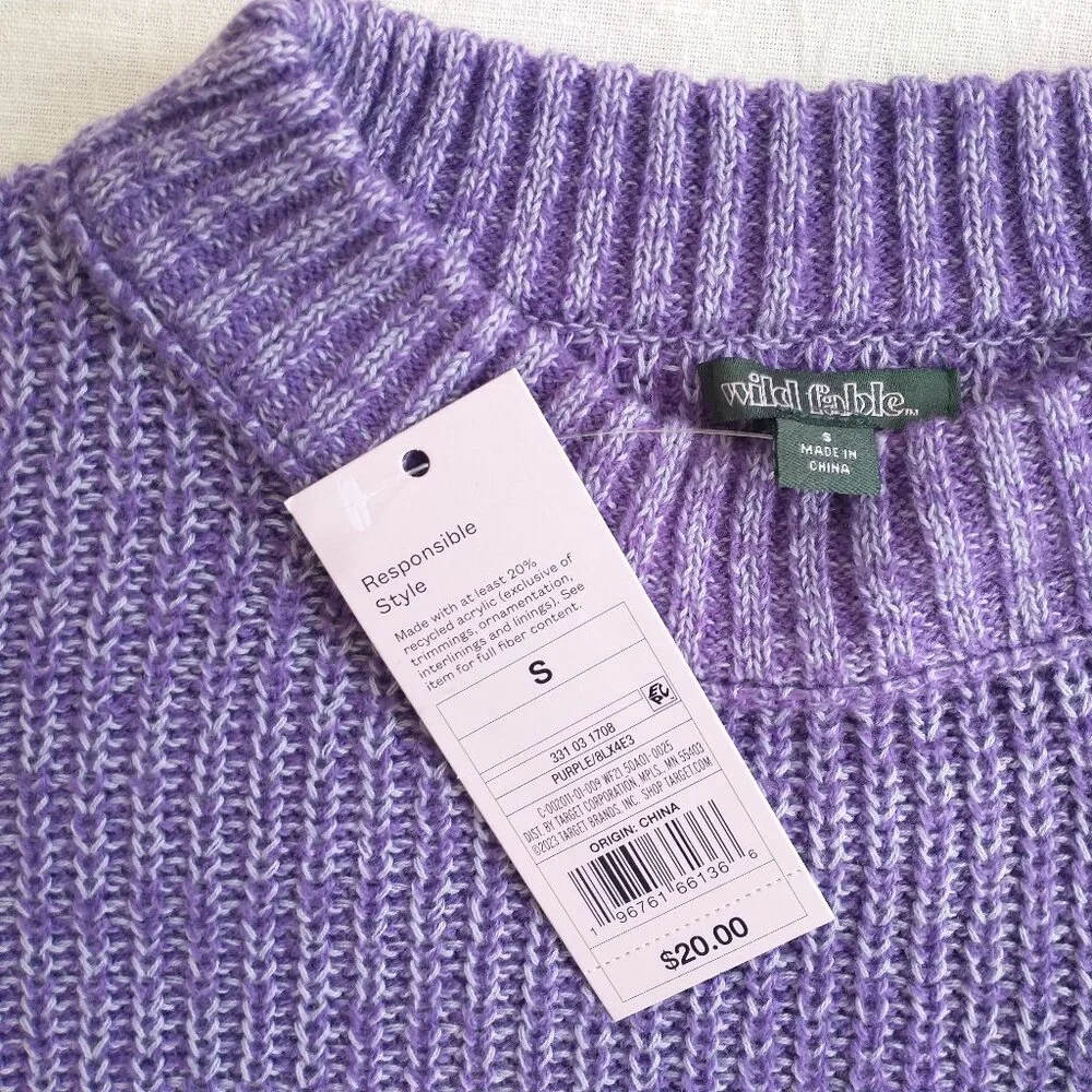 Wild Fable Women's Crewneck Boxy Pullover Knit Sweater Drop Shoulder Long Sleeve - Picture 7 of 9